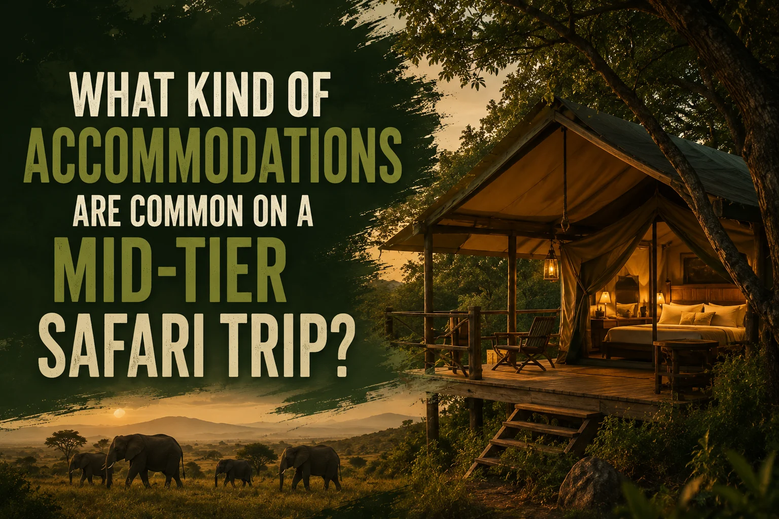 What kind of accommodations are common on a mid-tier safari trip?